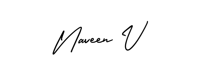 Naveen V stylish signature style. Best Handwritten Sign (AmerikaSignatureDemo-Regular) for my name. Handwritten Signature Collection Ideas for my name Naveen V. Naveen V signature style 3 images and pictures png