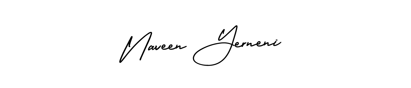 You should practise on your own different ways (AmerikaSignatureDemo-Regular) to write your name (Naveen Yerneni) in signature. don't let someone else do it for you. Naveen Yerneni signature style 3 images and pictures png