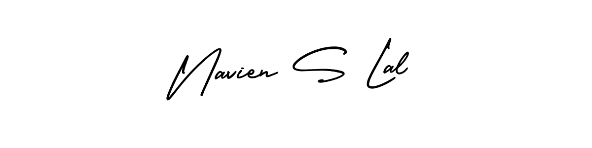 The best way (AmerikaSignatureDemo-Regular) to make a short signature is to pick only two or three words in your name. The name Navien S Lal include a total of six letters. For converting this name. Navien S Lal signature style 3 images and pictures png