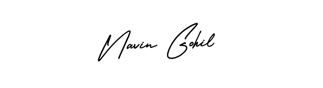 Make a short Navin Gohil signature style. Manage your documents anywhere anytime using AmerikaSignatureDemo-Regular. Create and add eSignatures, submit forms, share and send files easily. Navin Gohil signature style 3 images and pictures png