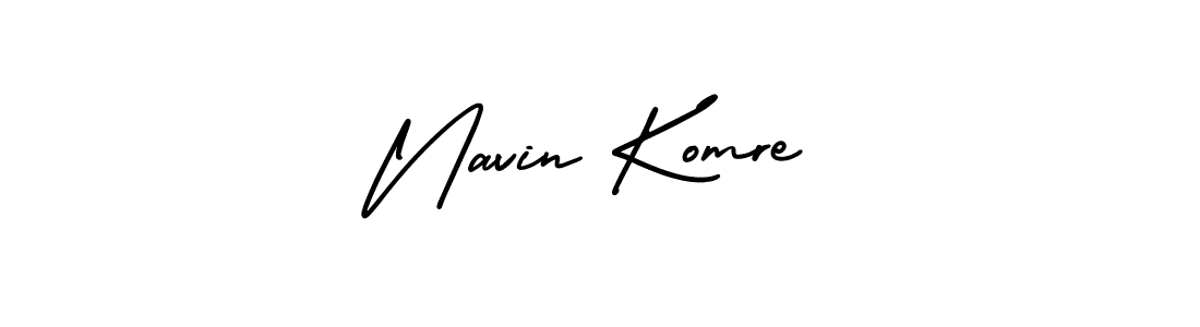 You should practise on your own different ways (AmerikaSignatureDemo-Regular) to write your name (Navin Komre) in signature. don't let someone else do it for you. Navin Komre signature style 3 images and pictures png