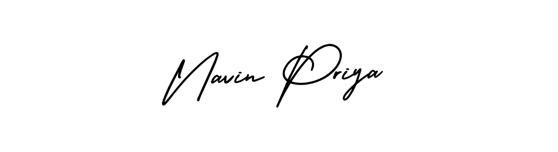 Create a beautiful signature design for name Navin Priya. With this signature (AmerikaSignatureDemo-Regular) fonts, you can make a handwritten signature for free. Navin Priya signature style 3 images and pictures png