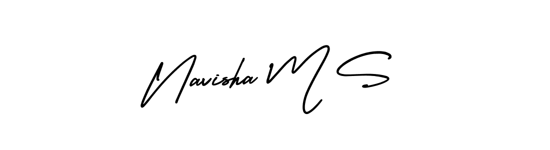 Make a beautiful signature design for name Navisha M S. With this signature (AmerikaSignatureDemo-Regular) style, you can create a handwritten signature for free. Navisha M S signature style 3 images and pictures png