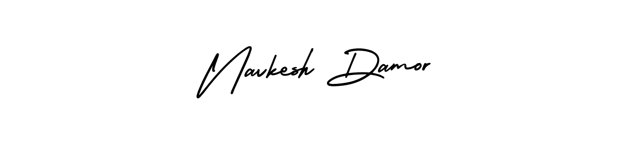You should practise on your own different ways (AmerikaSignatureDemo-Regular) to write your name (Navkesh Damor) in signature. don't let someone else do it for you. Navkesh Damor signature style 3 images and pictures png