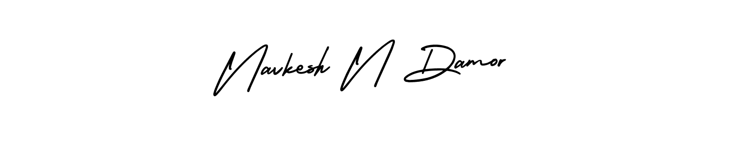 How to make Navkesh N Damor name signature. Use AmerikaSignatureDemo-Regular style for creating short signs online. This is the latest handwritten sign. Navkesh N Damor signature style 3 images and pictures png