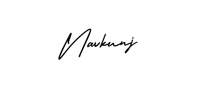 Navkunj stylish signature style. Best Handwritten Sign (AmerikaSignatureDemo-Regular) for my name. Handwritten Signature Collection Ideas for my name Navkunj. Navkunj signature style 3 images and pictures png