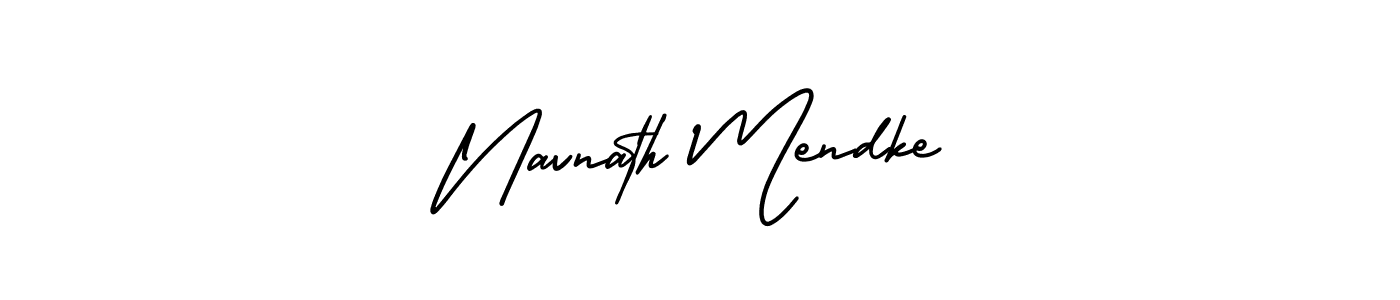 The best way (AmerikaSignatureDemo-Regular) to make a short signature is to pick only two or three words in your name. The name Navnath Mendke include a total of six letters. For converting this name. Navnath Mendke signature style 3 images and pictures png