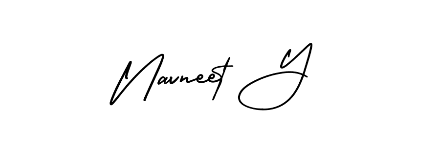 How to make Navneet Y name signature. Use AmerikaSignatureDemo-Regular style for creating short signs online. This is the latest handwritten sign. Navneet Y signature style 3 images and pictures png