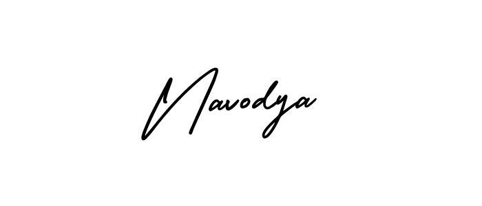 Use a signature maker to create a handwritten signature online. With this signature software, you can design (AmerikaSignatureDemo-Regular) your own signature for name Navodya. Navodya signature style 3 images and pictures png