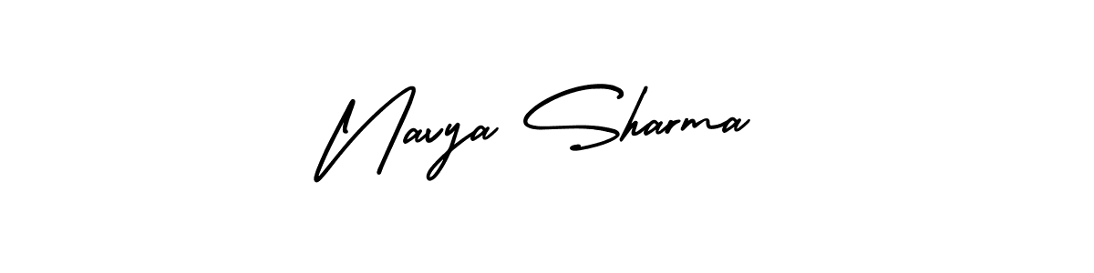 The best way (AmerikaSignatureDemo-Regular) to make a short signature is to pick only two or three words in your name. The name Navya Sharma include a total of six letters. For converting this name. Navya Sharma signature style 3 images and pictures png
