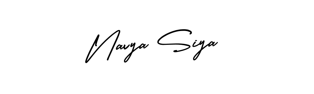 The best way (AmerikaSignatureDemo-Regular) to make a short signature is to pick only two or three words in your name. The name Navya Siya include a total of six letters. For converting this name. Navya Siya signature style 3 images and pictures png
