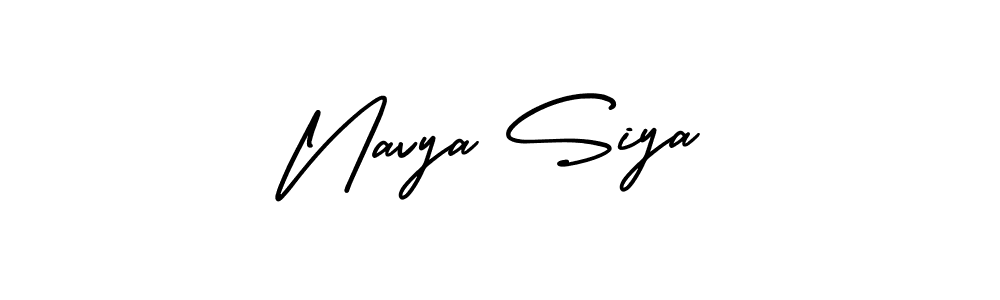 You should practise on your own different ways (AmerikaSignatureDemo-Regular) to write your name (Navya Siya) in signature. don't let someone else do it for you. Navya Siya signature style 3 images and pictures png