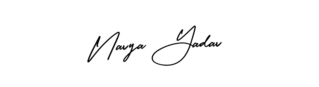 if you are searching for the best signature style for your name Navya Yadav. so please give up your signature search. here we have designed multiple signature styles  using AmerikaSignatureDemo-Regular. Navya Yadav signature style 3 images and pictures png