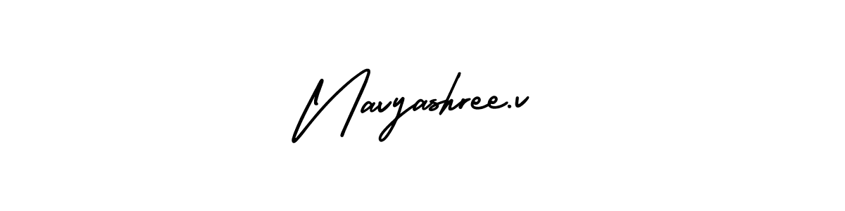 The best way (AmerikaSignatureDemo-Regular) to make a short signature is to pick only two or three words in your name. The name Navyashree.v include a total of six letters. For converting this name. Navyashree.v signature style 3 images and pictures png