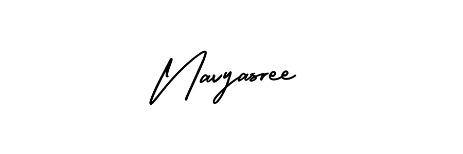 You should practise on your own different ways (AmerikaSignatureDemo-Regular) to write your name (Navyasree) in signature. don't let someone else do it for you. Navyasree signature style 3 images and pictures png