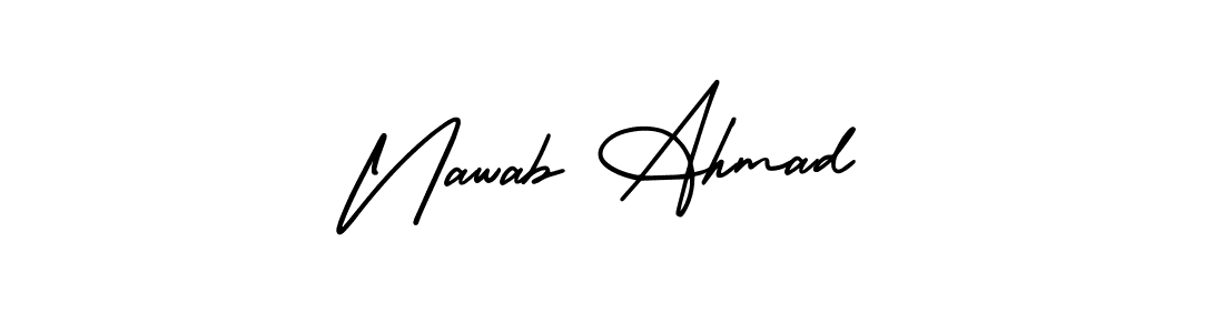 Also You can easily find your signature by using the search form. We will create Nawab Ahmad name handwritten signature images for you free of cost using AmerikaSignatureDemo-Regular sign style. Nawab Ahmad signature style 3 images and pictures png