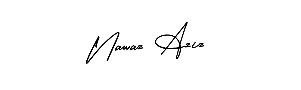 Use a signature maker to create a handwritten signature online. With this signature software, you can design (AmerikaSignatureDemo-Regular) your own signature for name Nawaz Aziz. Nawaz Aziz signature style 3 images and pictures png