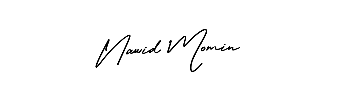 if you are searching for the best signature style for your name Nawid Momin. so please give up your signature search. here we have designed multiple signature styles  using AmerikaSignatureDemo-Regular. Nawid Momin signature style 3 images and pictures png