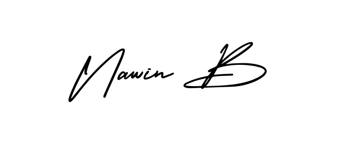 Use a signature maker to create a handwritten signature online. With this signature software, you can design (AmerikaSignatureDemo-Regular) your own signature for name Nawin B. Nawin B signature style 3 images and pictures png