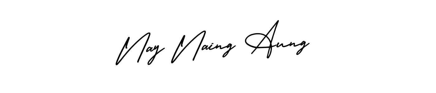 This is the best signature style for the Nay Naing Aung name. Also you like these signature font (AmerikaSignatureDemo-Regular). Mix name signature. Nay Naing Aung signature style 3 images and pictures png