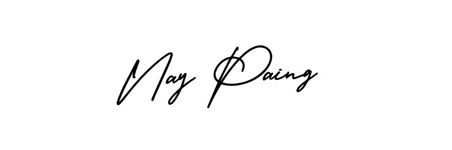Nay Paing stylish signature style. Best Handwritten Sign (AmerikaSignatureDemo-Regular) for my name. Handwritten Signature Collection Ideas for my name Nay Paing. Nay Paing signature style 3 images and pictures png