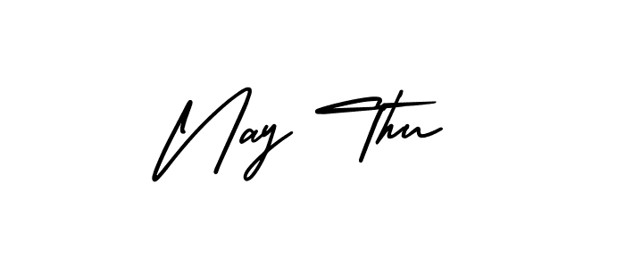 You should practise on your own different ways (AmerikaSignatureDemo-Regular) to write your name (Nay Thu) in signature. don't let someone else do it for you. Nay Thu signature style 3 images and pictures png