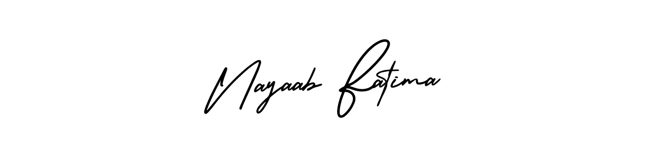 Use a signature maker to create a handwritten signature online. With this signature software, you can design (AmerikaSignatureDemo-Regular) your own signature for name Nayaab Fatima. Nayaab Fatima signature style 3 images and pictures png