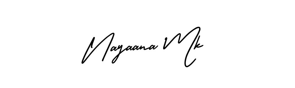 Create a beautiful signature design for name Nayaana Mk. With this signature (AmerikaSignatureDemo-Regular) fonts, you can make a handwritten signature for free. Nayaana Mk signature style 3 images and pictures png