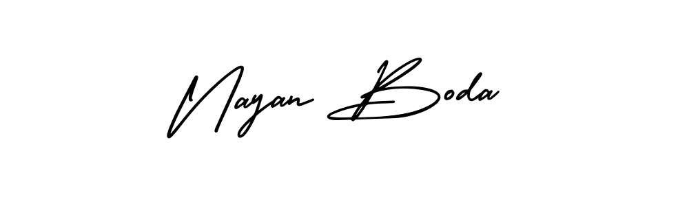 How to make Nayan Boda name signature. Use AmerikaSignatureDemo-Regular style for creating short signs online. This is the latest handwritten sign. Nayan Boda signature style 3 images and pictures png