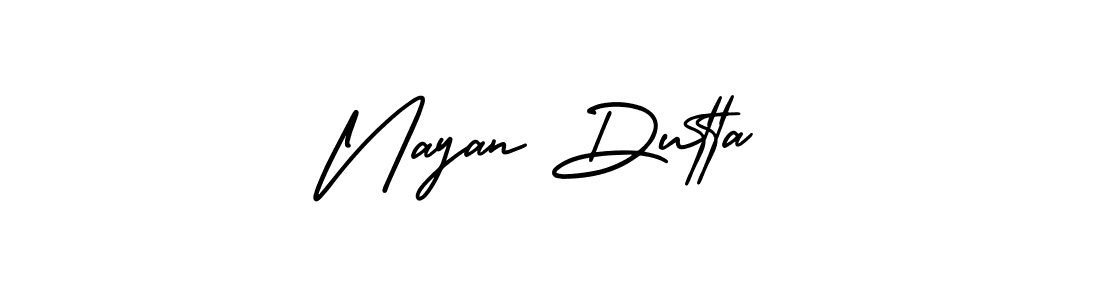 You should practise on your own different ways (AmerikaSignatureDemo-Regular) to write your name (Nayan Dutta) in signature. don't let someone else do it for you. Nayan Dutta signature style 3 images and pictures png