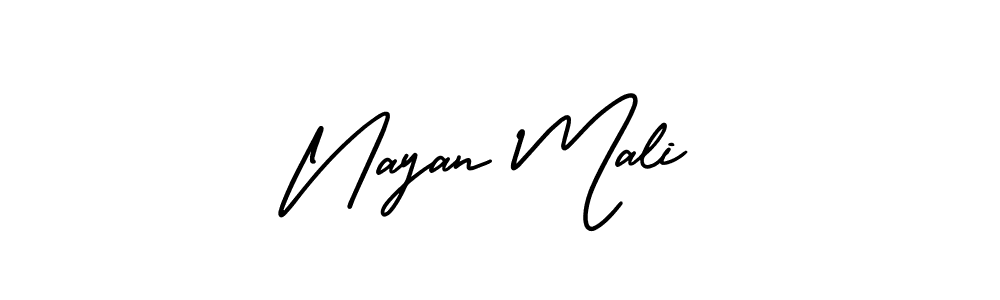 You should practise on your own different ways (AmerikaSignatureDemo-Regular) to write your name (Nayan Mali) in signature. don't let someone else do it for you. Nayan Mali signature style 3 images and pictures png