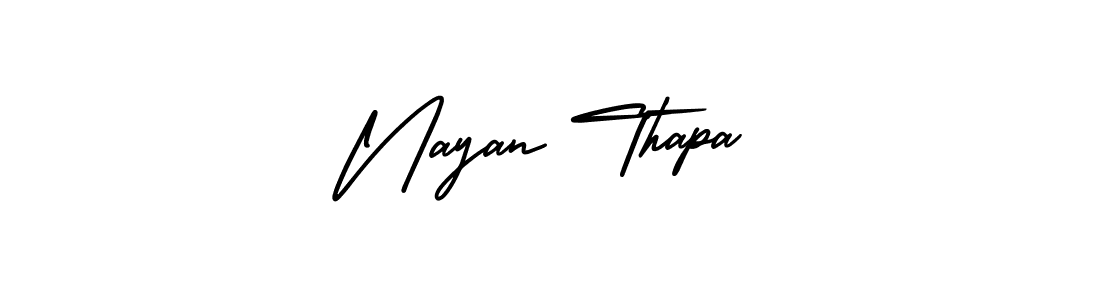 Make a beautiful signature design for name Nayan Thapa. With this signature (AmerikaSignatureDemo-Regular) style, you can create a handwritten signature for free. Nayan Thapa signature style 3 images and pictures png