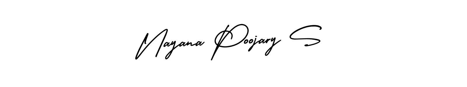 This is the best signature style for the Nayana Poojary S name. Also you like these signature font (AmerikaSignatureDemo-Regular). Mix name signature. Nayana Poojary S signature style 3 images and pictures png