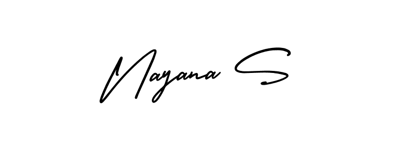 AmerikaSignatureDemo-Regular is a professional signature style that is perfect for those who want to add a touch of class to their signature. It is also a great choice for those who want to make their signature more unique. Get Nayana S name to fancy signature for free. Nayana S signature style 3 images and pictures png