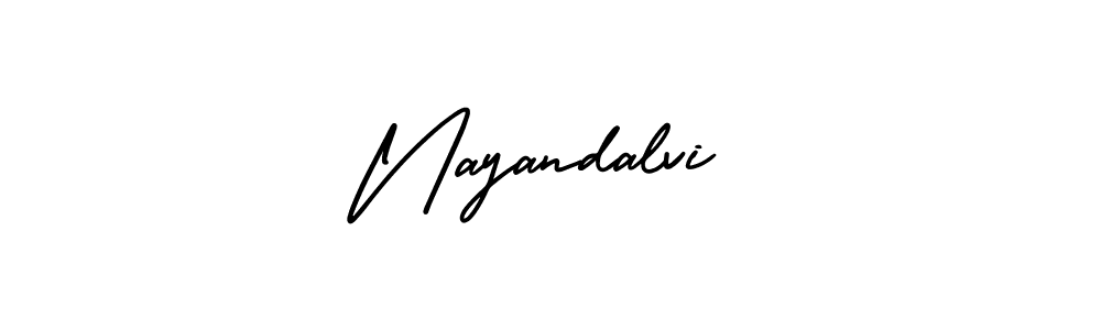 You should practise on your own different ways (AmerikaSignatureDemo-Regular) to write your name (Nayandalvi) in signature. don't let someone else do it for you. Nayandalvi signature style 3 images and pictures png