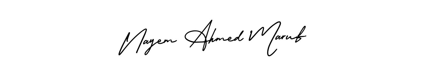 AmerikaSignatureDemo-Regular is a professional signature style that is perfect for those who want to add a touch of class to their signature. It is also a great choice for those who want to make their signature more unique. Get Nayem Ahmed Maruf name to fancy signature for free. Nayem Ahmed Maruf signature style 3 images and pictures png