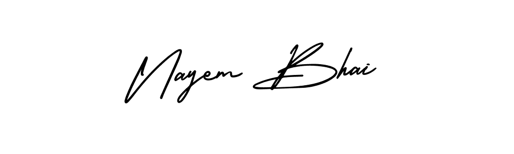 Similarly AmerikaSignatureDemo-Regular is the best handwritten signature design. Signature creator online .You can use it as an online autograph creator for name Nayem Bhai. Nayem Bhai signature style 3 images and pictures png