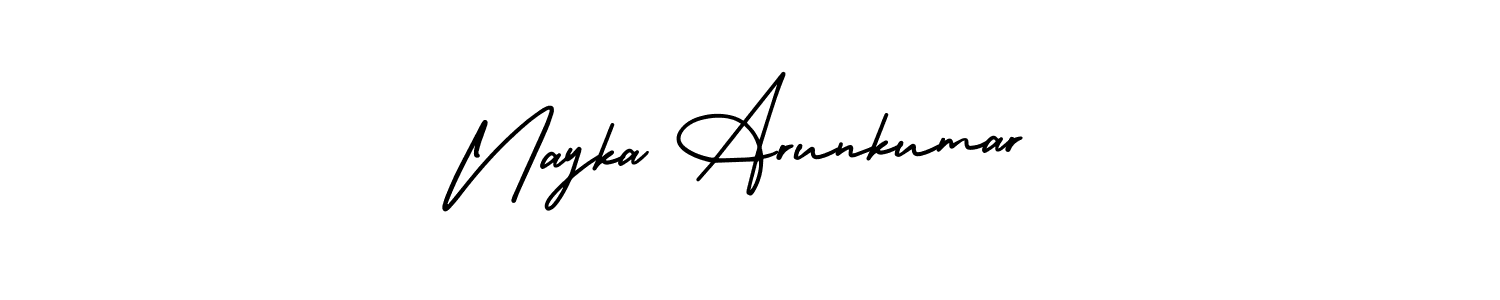 AmerikaSignatureDemo-Regular is a professional signature style that is perfect for those who want to add a touch of class to their signature. It is also a great choice for those who want to make their signature more unique. Get Nayka Arunkumar name to fancy signature for free. Nayka Arunkumar signature style 3 images and pictures png