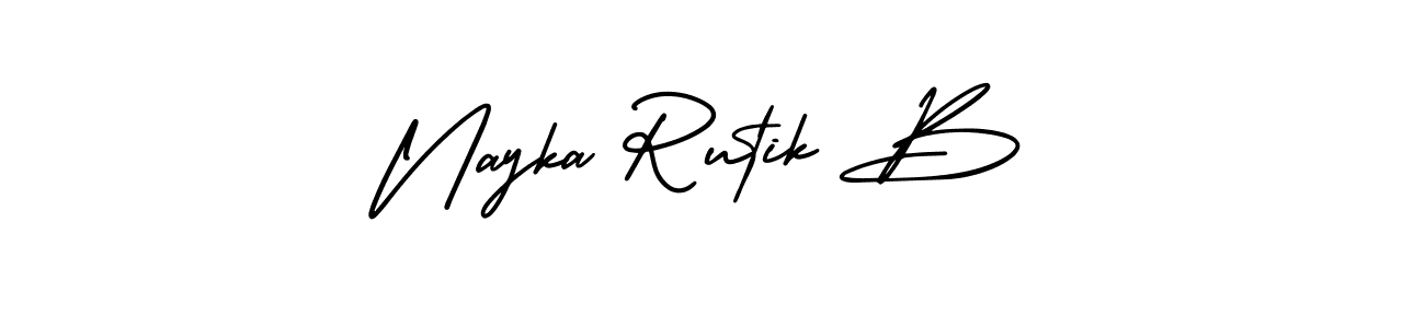 Design your own signature with our free online signature maker. With this signature software, you can create a handwritten (AmerikaSignatureDemo-Regular) signature for name Nayka Rutik B. Nayka Rutik B signature style 3 images and pictures png