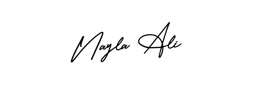 Make a beautiful signature design for name Nayla Ali. With this signature (AmerikaSignatureDemo-Regular) style, you can create a handwritten signature for free. Nayla Ali signature style 3 images and pictures png