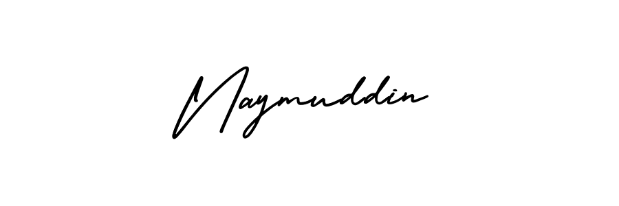 The best way (AmerikaSignatureDemo-Regular) to make a short signature is to pick only two or three words in your name. The name Naymuddin include a total of six letters. For converting this name. Naymuddin signature style 3 images and pictures png