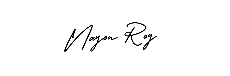 How to Draw Nayon Roy signature style? AmerikaSignatureDemo-Regular is a latest design signature styles for name Nayon Roy. Nayon Roy signature style 3 images and pictures png