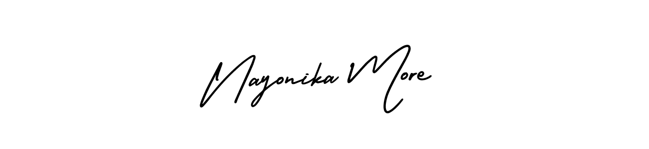 How to make Nayonika More name signature. Use AmerikaSignatureDemo-Regular style for creating short signs online. This is the latest handwritten sign. Nayonika More signature style 3 images and pictures png