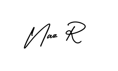 How to make Naz R name signature. Use AmerikaSignatureDemo-Regular style for creating short signs online. This is the latest handwritten sign. Naz R signature style 3 images and pictures png