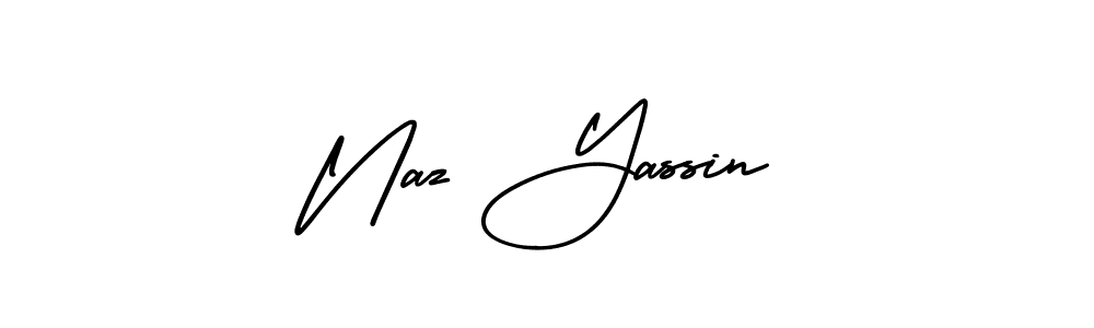 You should practise on your own different ways (AmerikaSignatureDemo-Regular) to write your name (Naz Yassin) in signature. don't let someone else do it for you. Naz Yassin signature style 3 images and pictures png