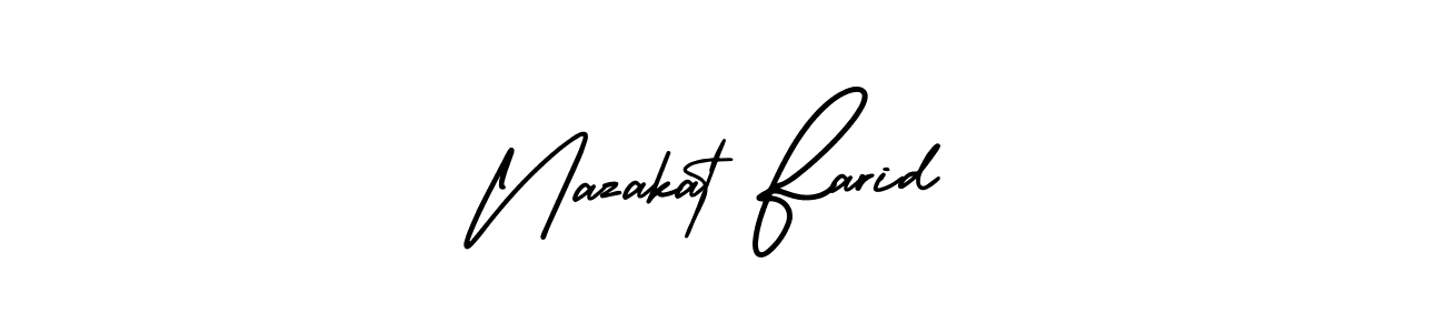 Also You can easily find your signature by using the search form. We will create Nazakat Farid name handwritten signature images for you free of cost using AmerikaSignatureDemo-Regular sign style. Nazakat Farid signature style 3 images and pictures png