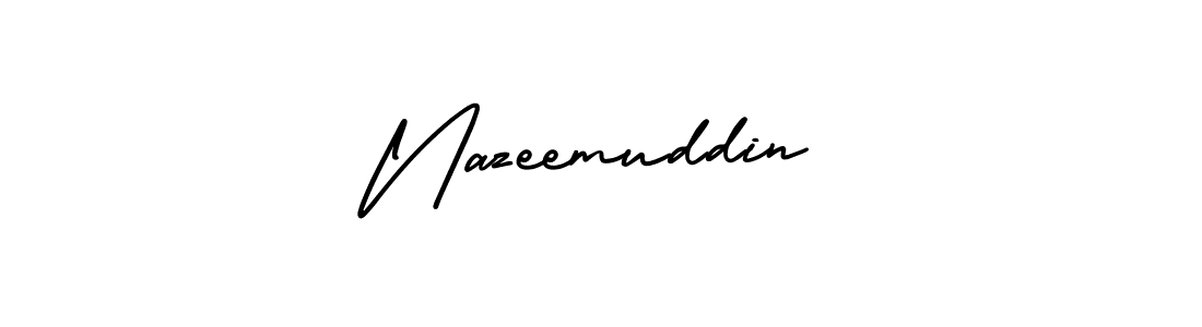 You should practise on your own different ways (AmerikaSignatureDemo-Regular) to write your name (Nazeemuddin) in signature. don't let someone else do it for you. Nazeemuddin signature style 3 images and pictures png