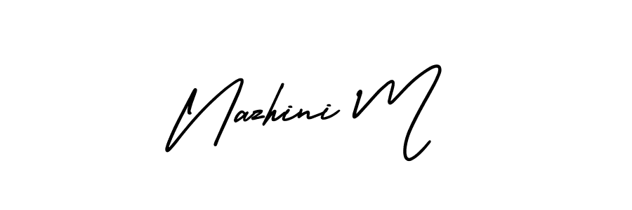 Nazhini M stylish signature style. Best Handwritten Sign (AmerikaSignatureDemo-Regular) for my name. Handwritten Signature Collection Ideas for my name Nazhini M. Nazhini M signature style 3 images and pictures png