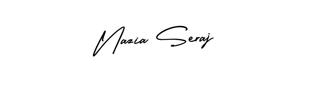 The best way (AmerikaSignatureDemo-Regular) to make a short signature is to pick only two or three words in your name. The name Nazia Seraj include a total of six letters. For converting this name. Nazia Seraj signature style 3 images and pictures png