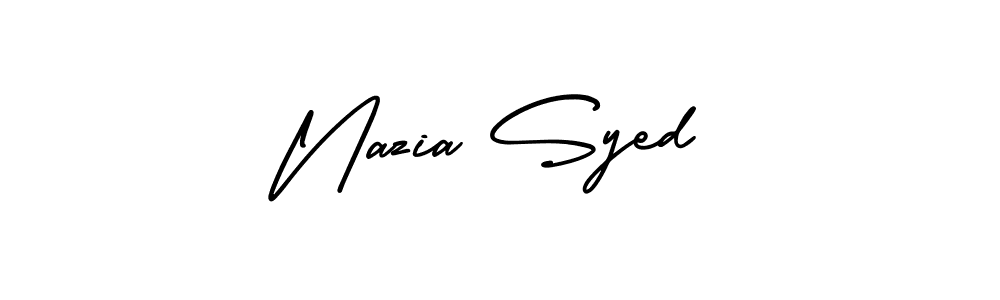 The best way (AmerikaSignatureDemo-Regular) to make a short signature is to pick only two or three words in your name. The name Nazia Syed include a total of six letters. For converting this name. Nazia Syed signature style 3 images and pictures png